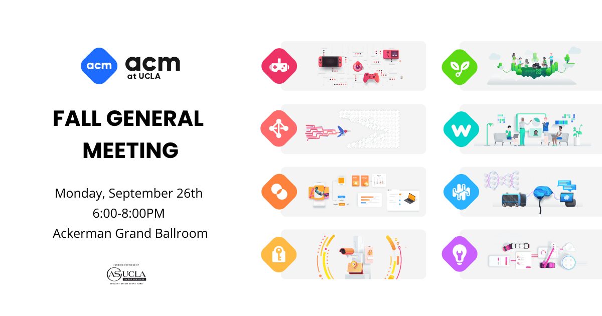 Fall GM 2021 Marketing Graphic. Fall GM will happen on Monday, september 26th from 6pm to 8pm in Ackerman Grand ballroom